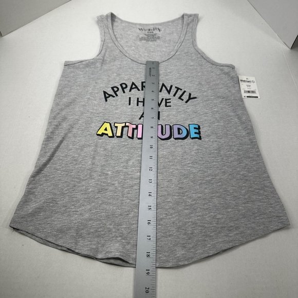 Wound Up Women's Size Small 3-5 Tank Top Apparently I Have An Attitude Gray New - Picture 8 of 9